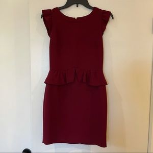 Sandro Burgundy Peplum Mini Dress
